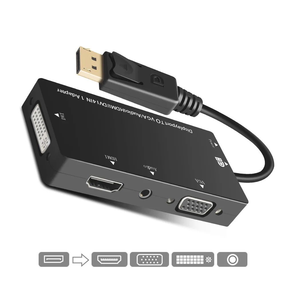 

3 In 1 Thunderbolt DisplayPort DP Male To HDMI DVI VGA Female Adapter Converter Cable For PC