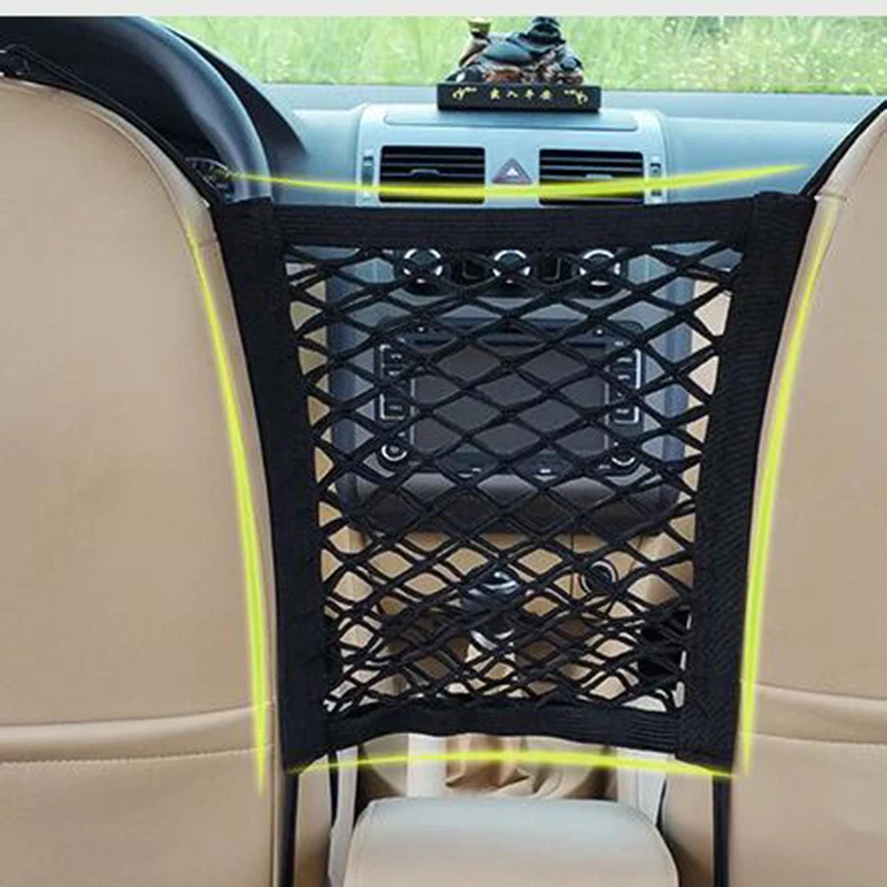 

Car Bag Seat Back Storage Elastic Car Mesh Net Bag Between Bag Luggage Holder Pocket for Auto Vehicles 30*25cm Car Styling