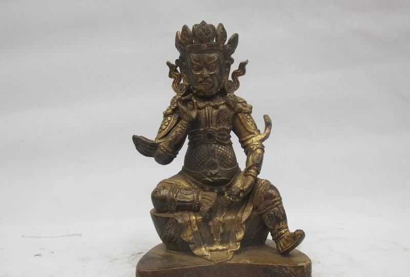 

Tibet Folk Buddhism Bronze Copper Yellow Jambhala Mammon God Buddha Statue a 0518