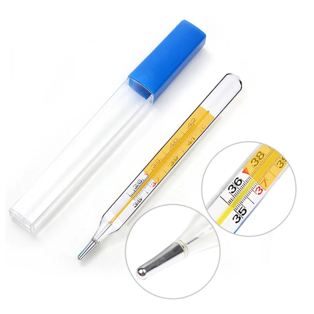 48Pcs Classic Medical Level Mercury Thermometer Glass Clinical