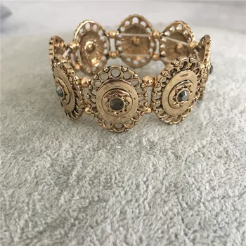 

CLASSIC BRACELET VINTAGE ANTIQUE GOLD COLOR PLATING DARK STONE STRAND BRACELET FOR WOMEN GIRL