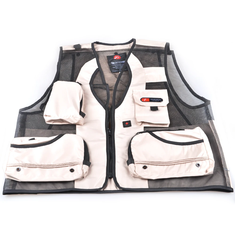 Buy XXL Fishing vest Beige and Grey Taslon Waterproof