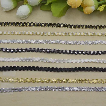 

Meetee100meters 5mm S-type Lace Ribbon Curved Gold Silver Webbing Wedding Unerwear Clothes DIY Handmade Crafts Sewing Lace AP597