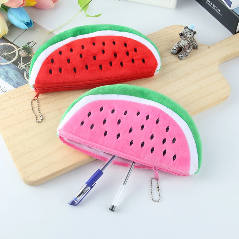 

Pencil box Pen Bag Coin Wallet Creative Imitation Fruit Watermelon Large Capacity Practical Gift Makeup Bag Lovely Plush Toys