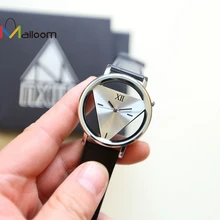 Malloom Mens Womens Unique Hollowed-out Triangular Dial Black Fashion Watch Analog Quartz Fashion Wrist Watch #YH18