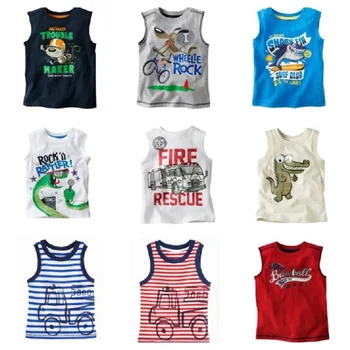 

Hooyi Sleeveless Baby Boys T-shirts Children Tops Singlets Summer kids Vest baby boy tops Boy's clothes 100% Cotton Tees Shirts