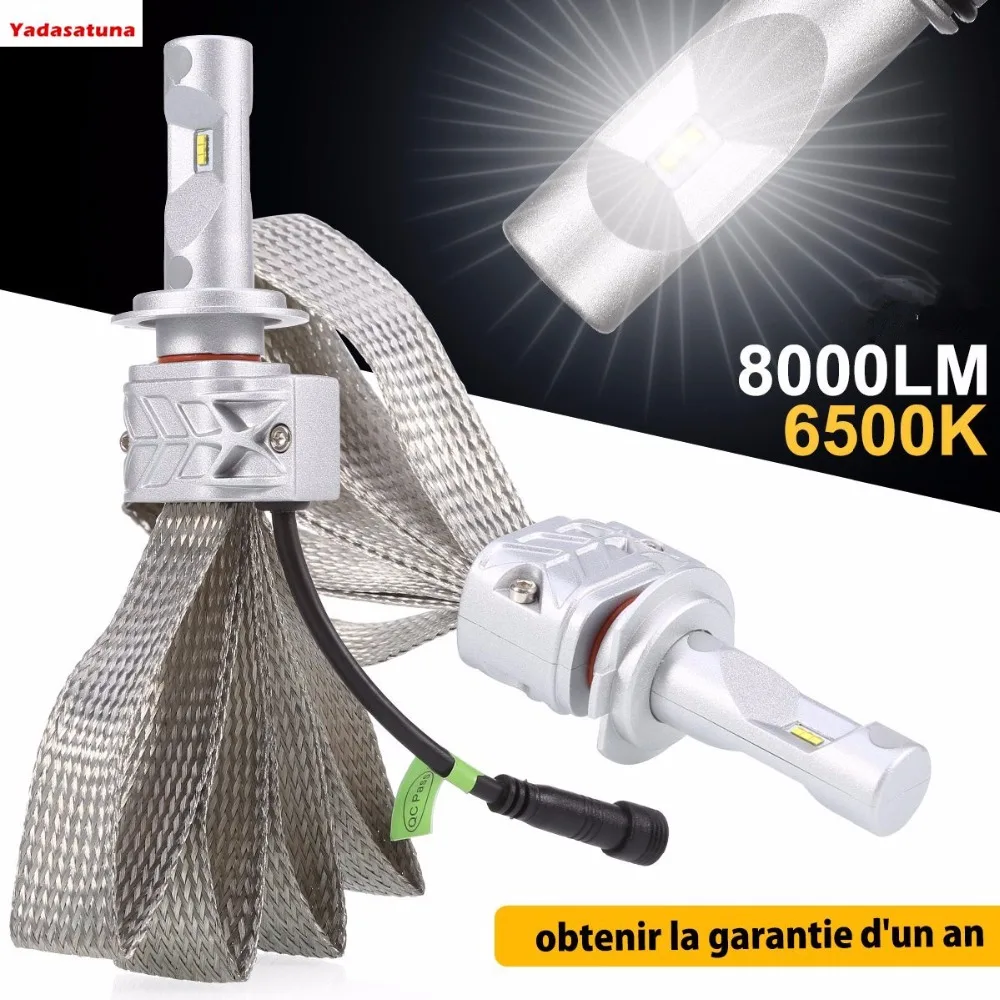 2Pieces Lot H7 Phare LED PHI ZES Ampoules Voiture LED 60W 6500K 8000LM Super Lumieuse Lampe