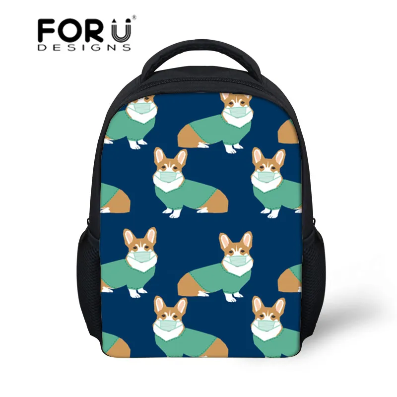 FORUDESIGNS/детские школьные сумки для девочек с милым принтом корги детский школьный