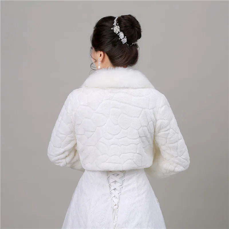 2018 куртки-болеро с длинными рукавами из искусственного меха для свадьбы, пальто для невесты, накидка, шали шарфы в наличии
