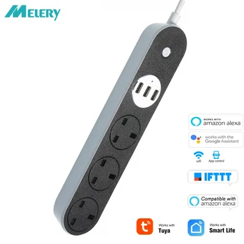 

WiFi Smart Power Strip 3 AC UK Plug Outlets with USB Socket Voice Control Timer Switch Homekit Work Alexa Google Home