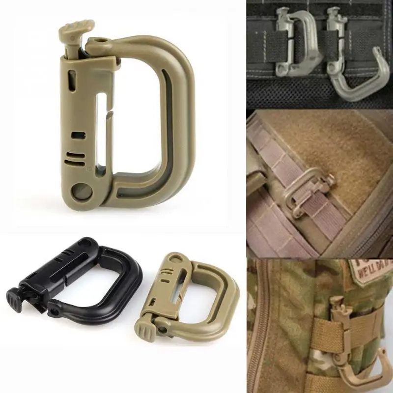 

4 PCS/Lot D-Type Carabiner Buckle Camp Spring Snap Clip Hook Keychain Hiking Bottle Opener Buckle Multifunction Travel Tools