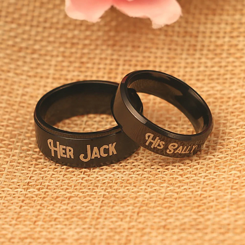 Мода для женщин и мужчин пара влюбленных его Салли ее Джек титановая сталь романтическое кольцо для влюбленных подарок для влюбленных