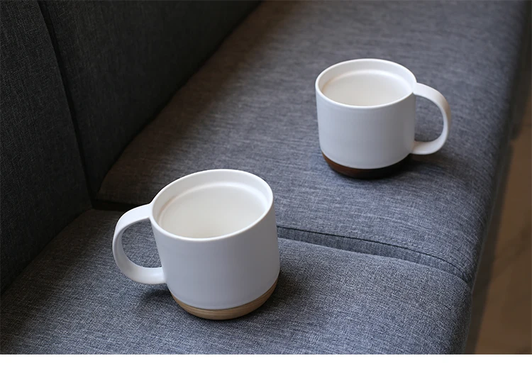 Ins Style Simple Coffee Mugs with Wooden Mat Ceramics Nordic Mug Office Personality Milk Cup Mug Drop Shipping