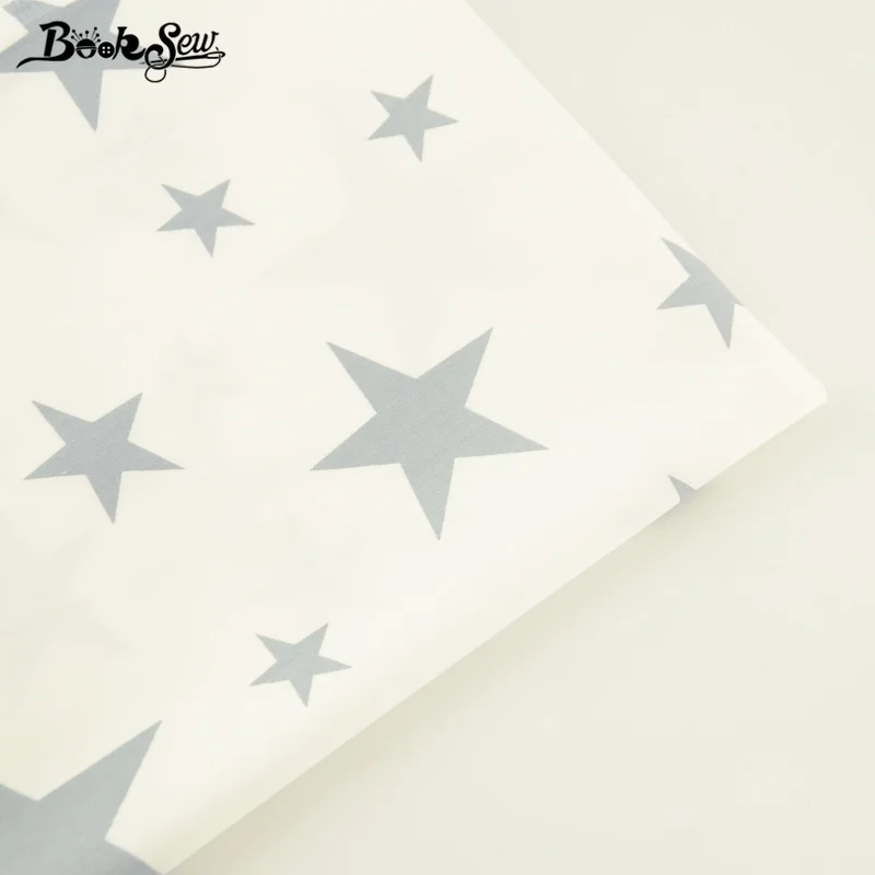 

Booksew Home Textile Cotton Twill Fabric Gary Stars Design Soft Sewing Cloth Fat Quarter Tela For Bed Sheet Baby Beding Doll