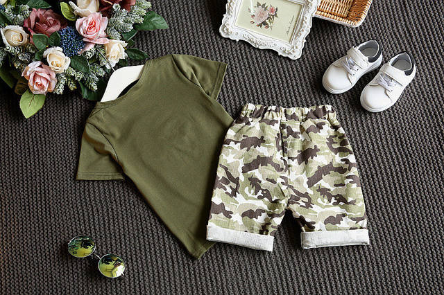 Children’s Clothes 2019 Summer Kids Short Sleeves T-Shirt + Camouflage Shorts Suits Toddler Boys Clothing Sets