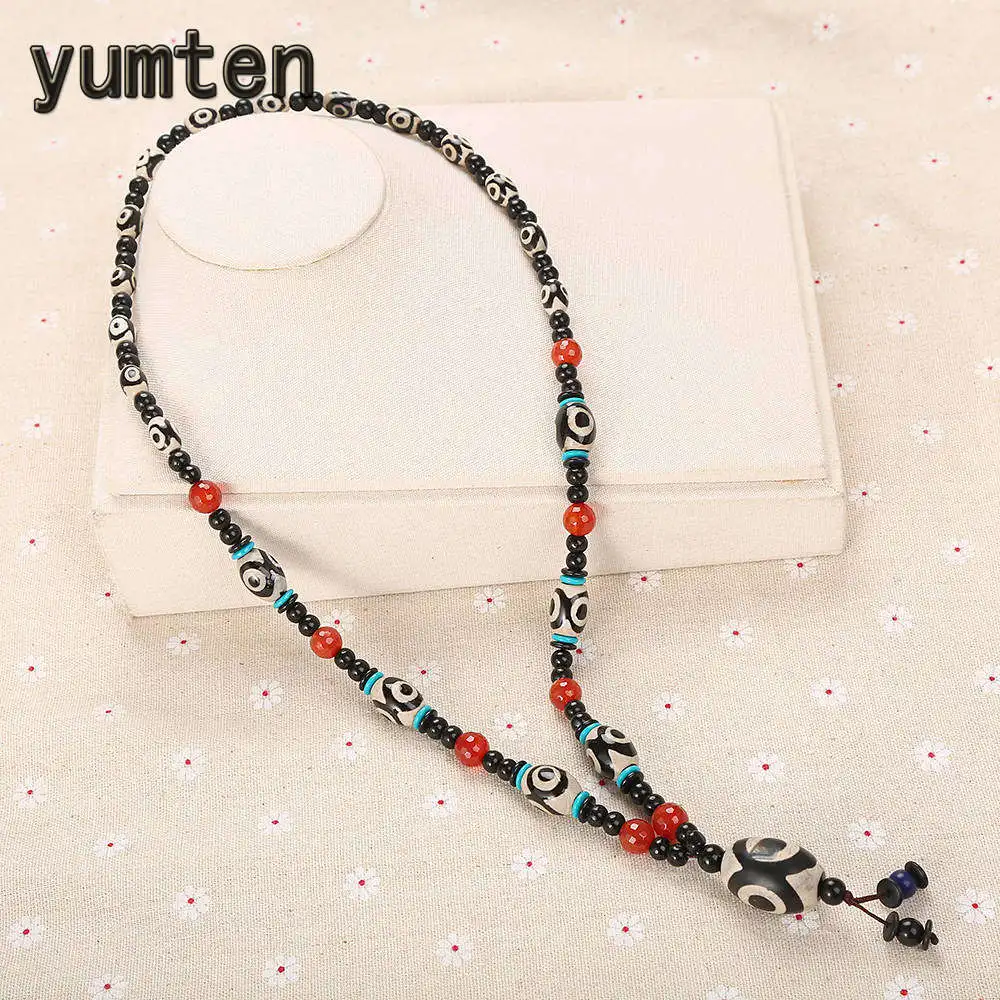 

Yumten Hyperbole Men Long Necklace Sweater Chain Agate Pendant Power Gemstone Jewellery Engagement Geometric Accessories Elegant