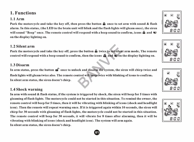 BANVIE 2 Way мотоциклетная система охранной сигнализации с дистанционным запуском двигателя, мониторинг состояния мотоцикла в режиме реального времени