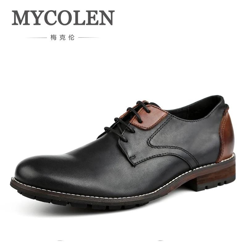 

MYCOLEN Genuine Leather Mens Dress Shoes High Quality For Men Lace-Up Business Brand Men Wedding Shoes Sepatu Kulit Pria