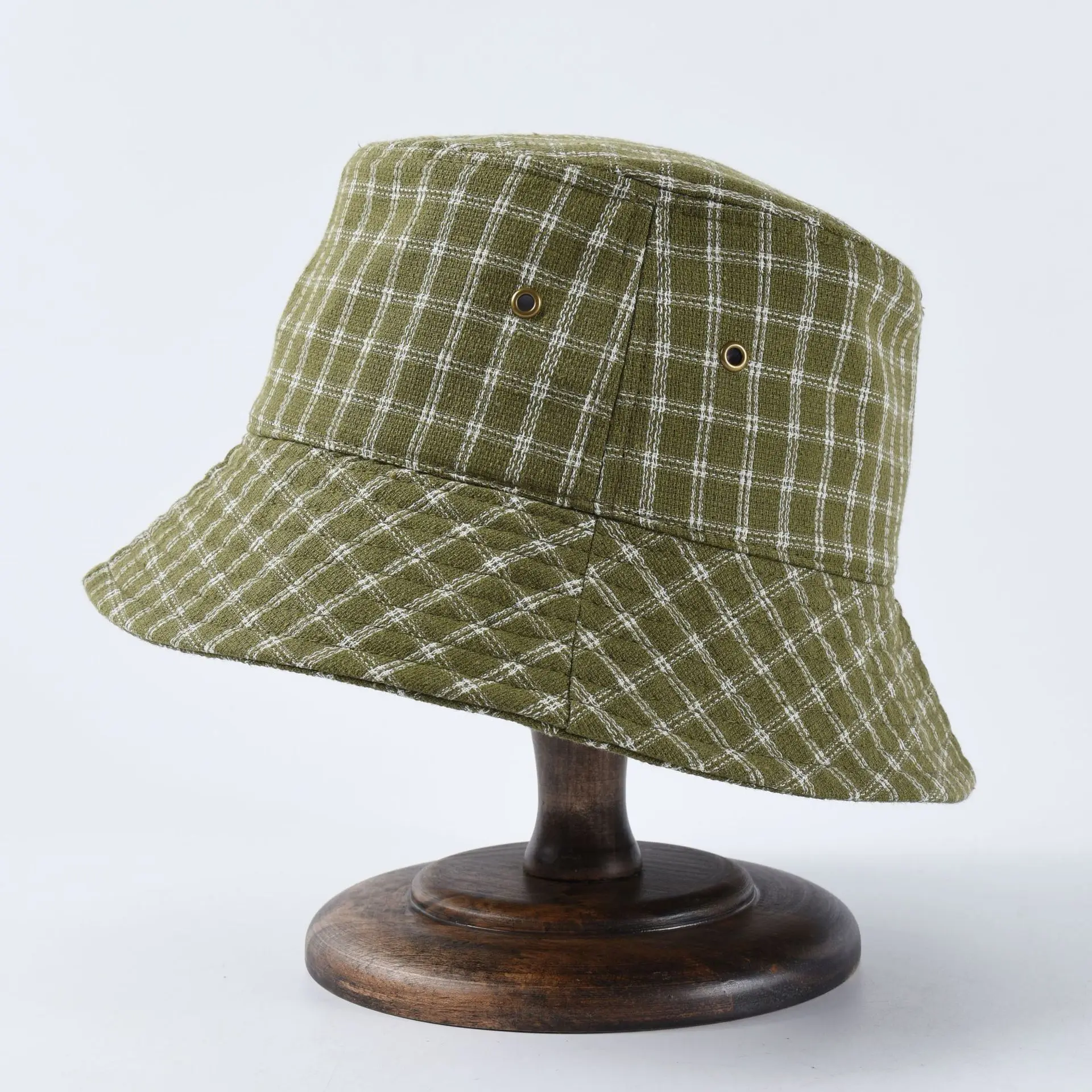 

Good quality plaid fisherman hat couple early autumn new cloth hat Korean version of the wild men and women can be folded