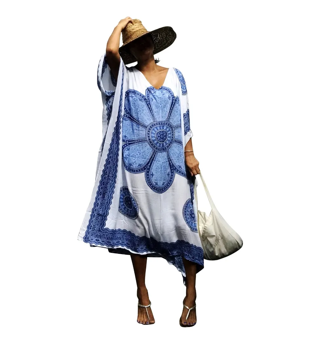 

2018 Print Beach Cover up Sexy Tunics for Beach Women Bathing suit cover up loose women long dress holiday Cover up 178