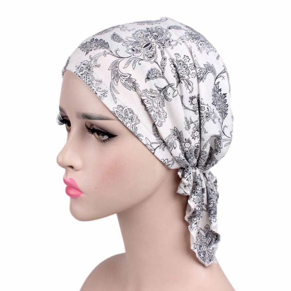 Хлопковая кепка chemo элегантный шарф Мусульманский тюрбан для взрослых головной убор модный эластичный принт подарок - Цвет: F