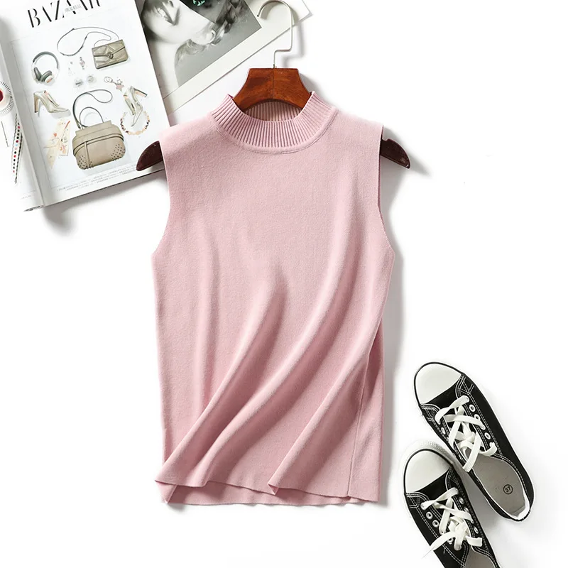Майка, женская трикотажная футболка, летняя, одноцветная, топ, майка, кроп, топы, камзол, женский, белый, Мягкий Топ, для фитнеса, для женщин, свободные топы - Цвет: pink