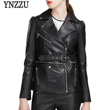 YNZZU дизайн зимние длинные PU женские кожаные куртки Повседневные молнии искусственная кожа пальто съемный нижний край куртка YO601