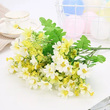 Artificial Silk Daisy Flower Decorative Real Touch Fake Flower Wedding Decoration Floral Bouquet Home Party Garden Supplies