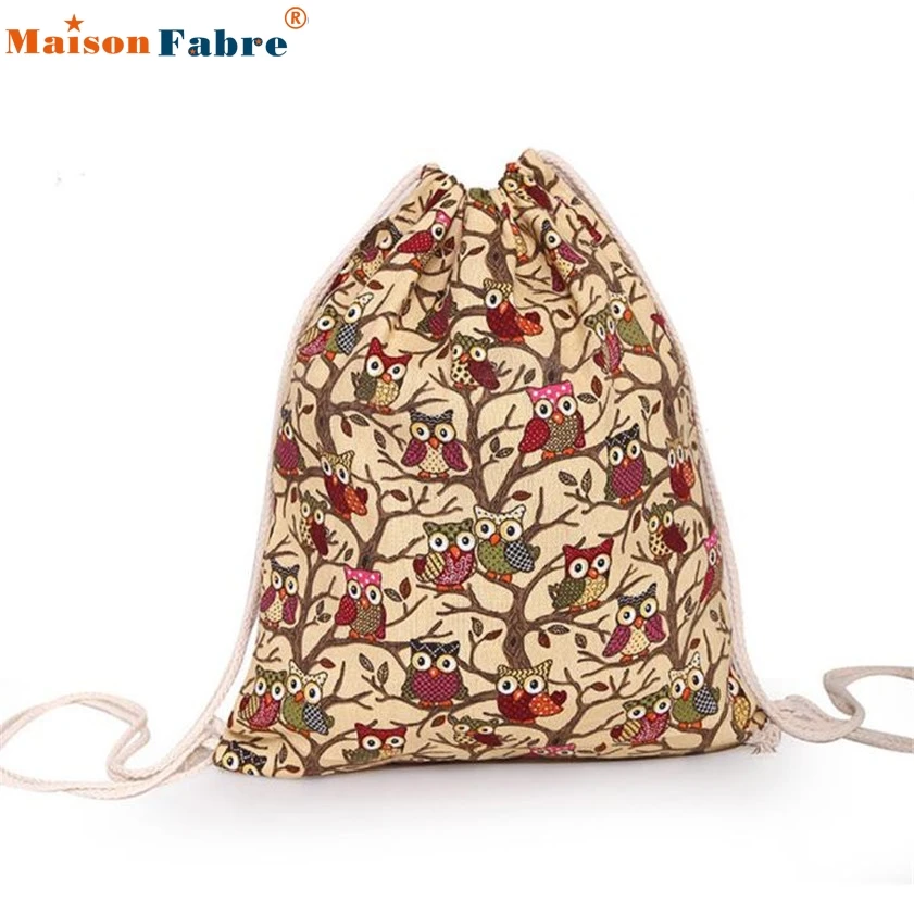 High quality Women Fashion Owl Animal Pattern Backpacks Shopping font b Travel b font Drawstring font