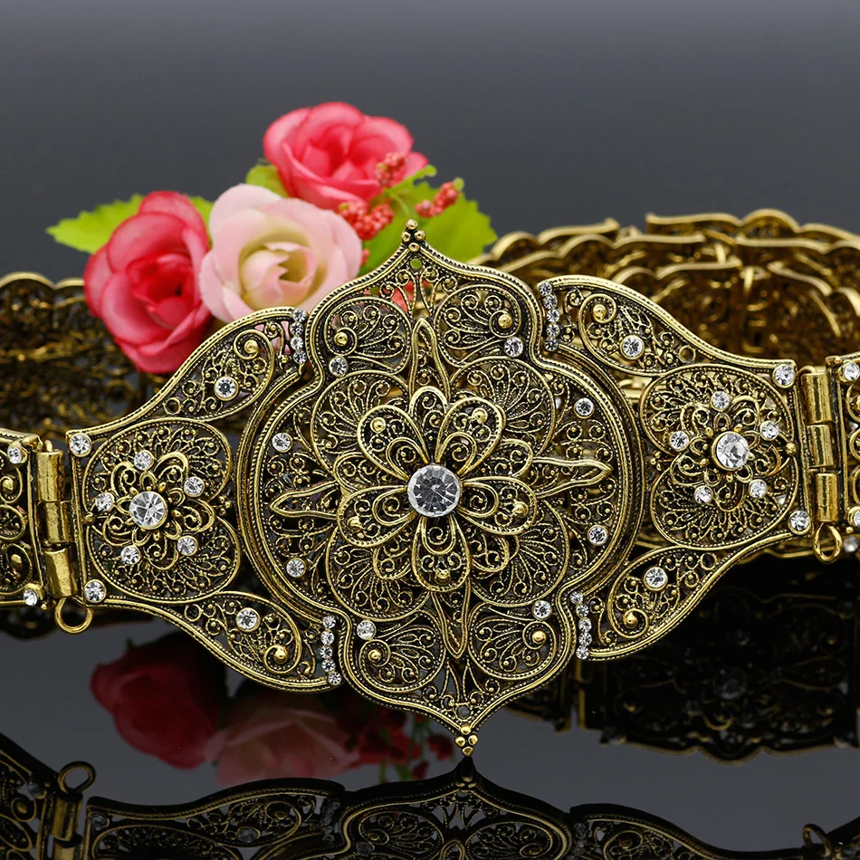 Court Style Carving Metal Waist Chain Elaborate Decoration Belts