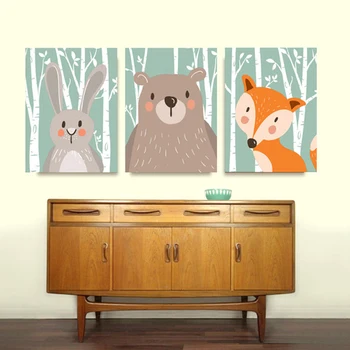 

Cute Animals Forest Canvas Paintings Posters Prints Wall Art Nordic Decoration Wall Pictures For Kids Room Home Decor unframed