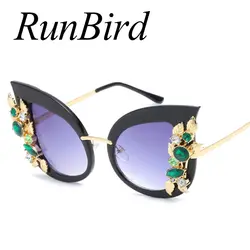Новый Для Женщин Негабаритных кошачий глаз Солнцезащитные очки для женщин Для женщин алмаз Новая мода Брендовая дизайнерская обувь