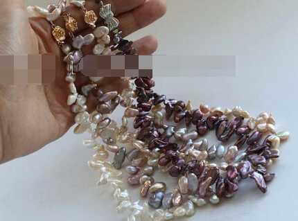 

huij 004248 "14mm round white reborn keshi pearl necklace
