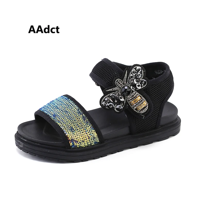 

AAdct 2019 summer girls sandals princess Sequins Rhinestone little kids sandals for girls Brand student children shoes
