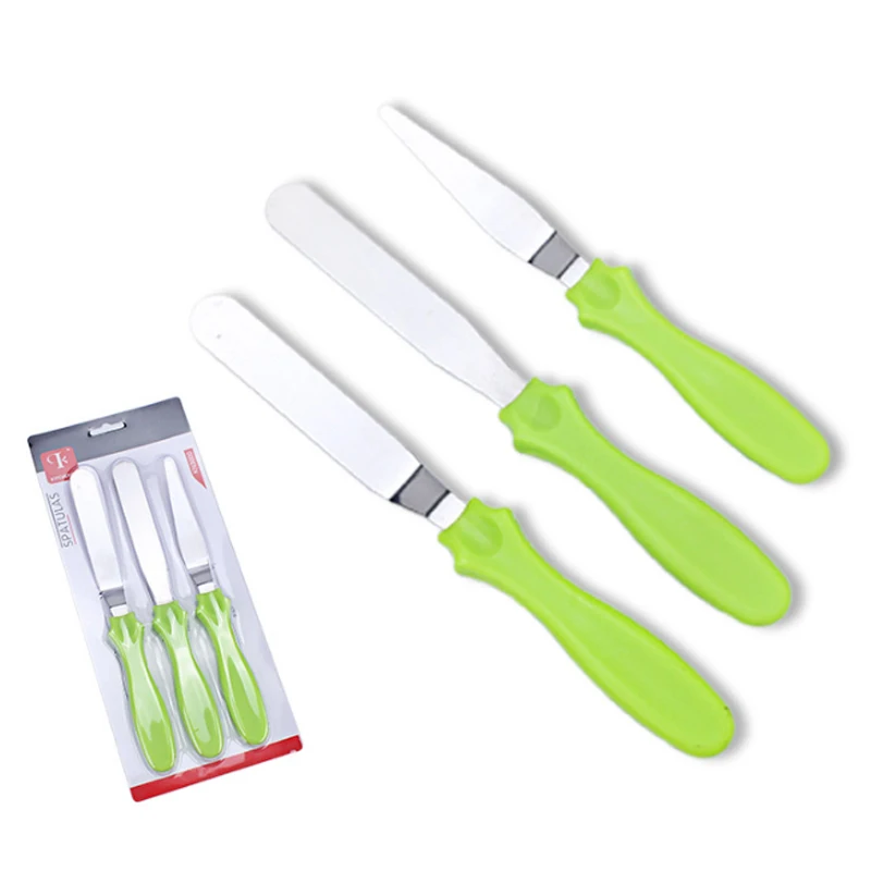 

3pcs Stainless Steel Kitchen Cake Accessories Spatula Butter Cream Icing Frosting Knife Baking Tools Pastry Smoother Spatulas 77