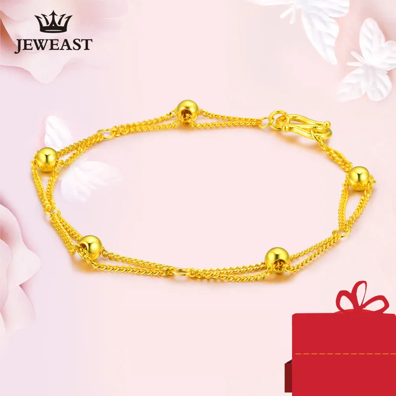 24K Pure Gold Bracelet Real 999 Solid Gold Bangle Women Lucky Bead
