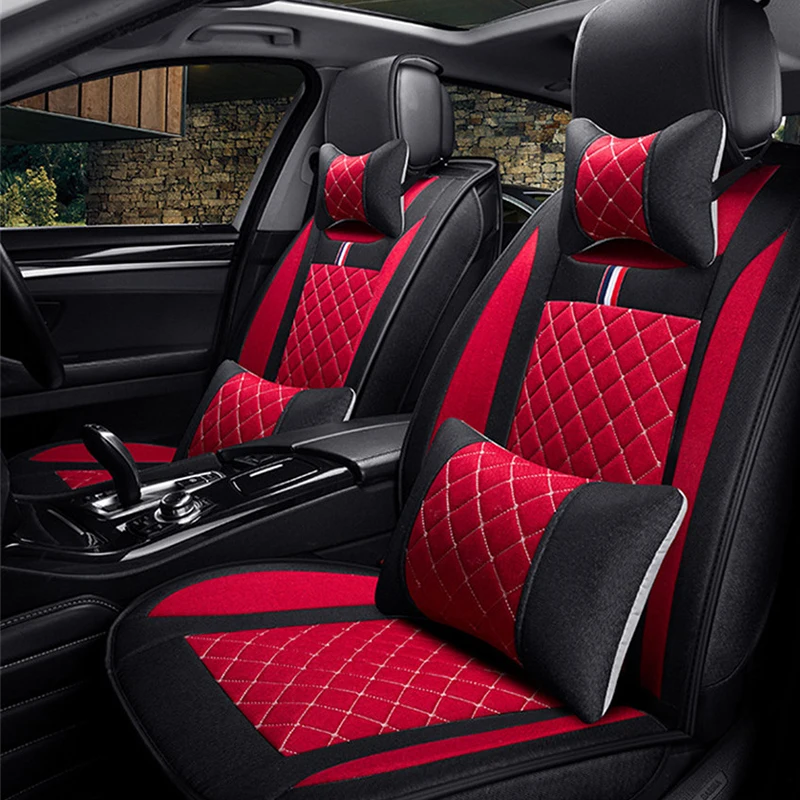 Red Lattice Car Seat Cover Set four seasons Universal Red Lattice Car Seat Cover Set four seasons Universal