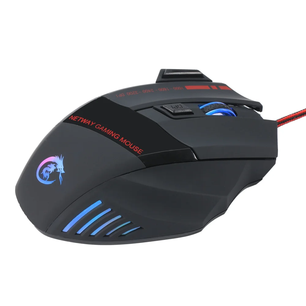 Профессиональная Проводная игровая мышь HXSJ 3200DPI регулируемая с 7 кнопками USB