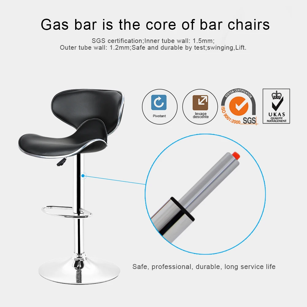 

2pcs Fashion Adjustable Gas Lift Bar Stools Bar Chairs Modern PU Leather Hollow Backrest Kitchen Home Bar Furniture Chair HWC