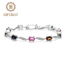 Gem балетки натуральный турмалин ювелирные изделия браслет из чистого 925 стерлингового серебра Цепочка браслет для Для женщин Роскошные ювелирные украшения