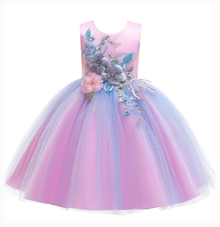 Карнавальные костюмы платье для девочки;Вышитое кружево принцессы платья для девочек;нарядное платье для девочки;новогодний костюм пышное платье для девочки;вечернее праздничное платье для девочки;детские платья - Цвет: Pink