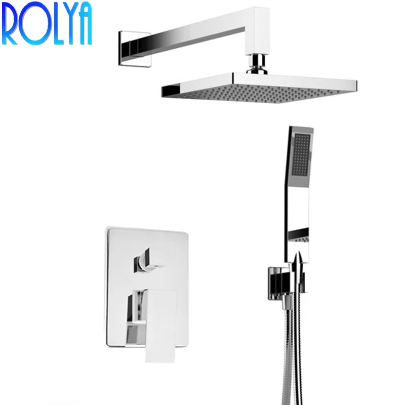 

ROLYA Wholesale Premium Square Style In Wall Bath & Shower Faucet Holden Shower Set With Individual Functions, Polished Chrome