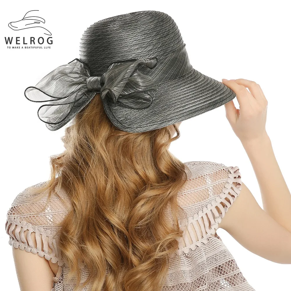 

WELROG Fedoras Hats for Women Lady Fascinator Elegant Yarn Church Cap Autumn Church Cloche Hat Bow Bucket Wedding Bowler Hats