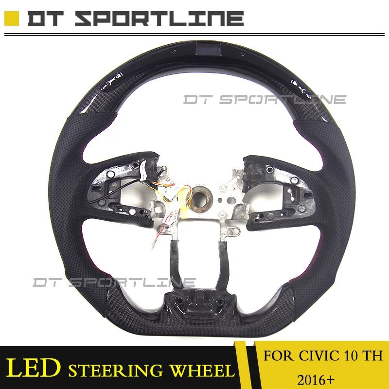 

Carbon Fiber Steering Wheel For Honda for Civic 2016 2017 2018 2019 Car styling LED race display customized steering wheel