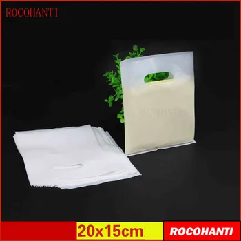 

100x Plastic bag custom small shopping bag jewelry bags customized high pressure PE new material 20x15cm white
