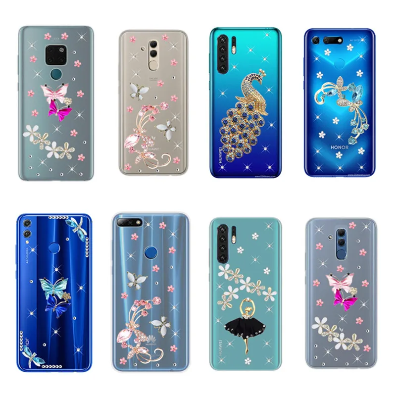 

For Huawei P10 P20 lite P30 Mate 20 Pro P Smart Plus 2019 Phone case Honor 8X 9 10 lite view 20 bumper Bling clear Diamond Cover