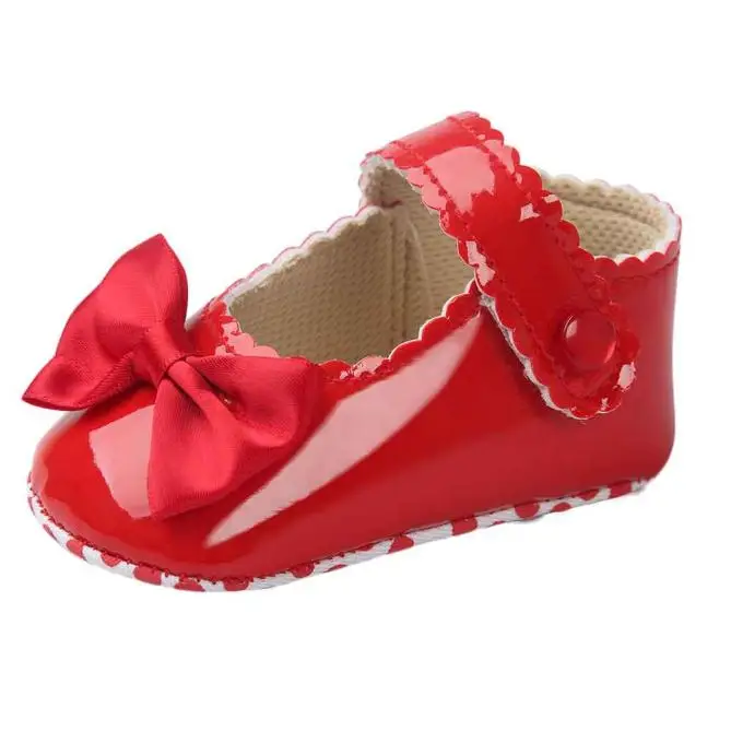 Детское платье с бантом обувь для детей кроссовки противоскользящая мягкая подошва малышей - Цвет: Red
