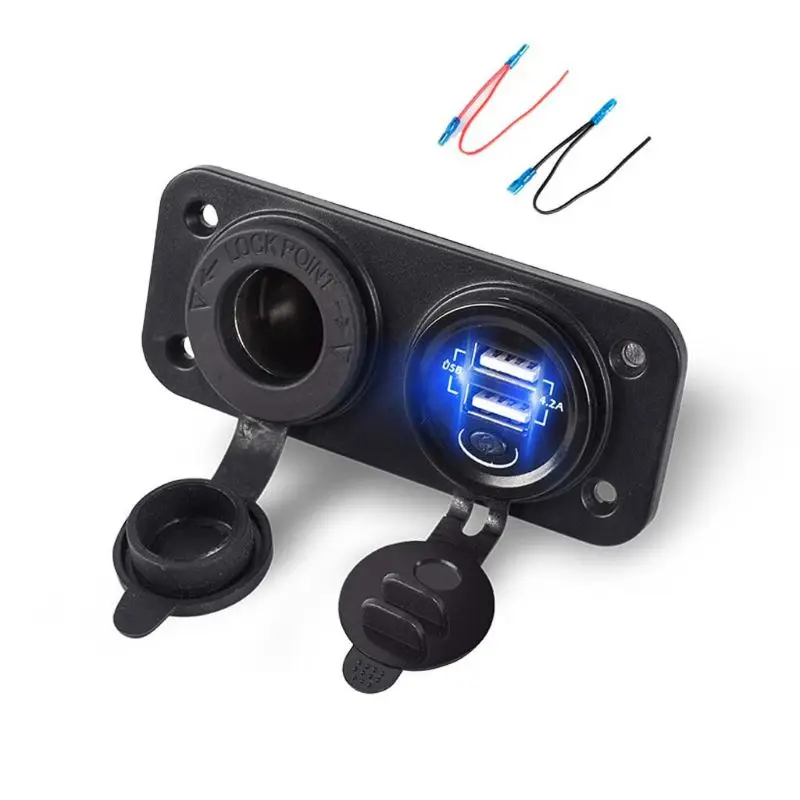 المزدوج USB 12 V-24 V سيارة قارب شاحنة شاحن USB مزدوج مع ولاعة السجائر التوصيل ON OFF التبديل للهواتف الذكية GPS اللوحي