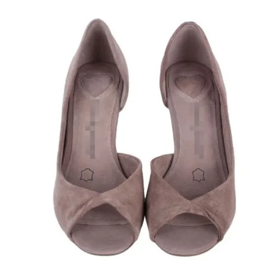 Сексуальные туфли из натуральной кожи peep toe, женские туфли на высоких каблуках женская обувь - Цвет: Коричневый