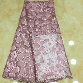 

Tollola French Nigerian Laces Fabrics Onion Pink High Quality Sequins Laces Fabric Wedding African French Tulle Lace FABRIC